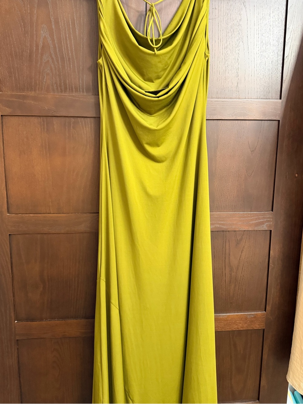 H&M Women's Olive Green Drape-Front Maxi Dress size L